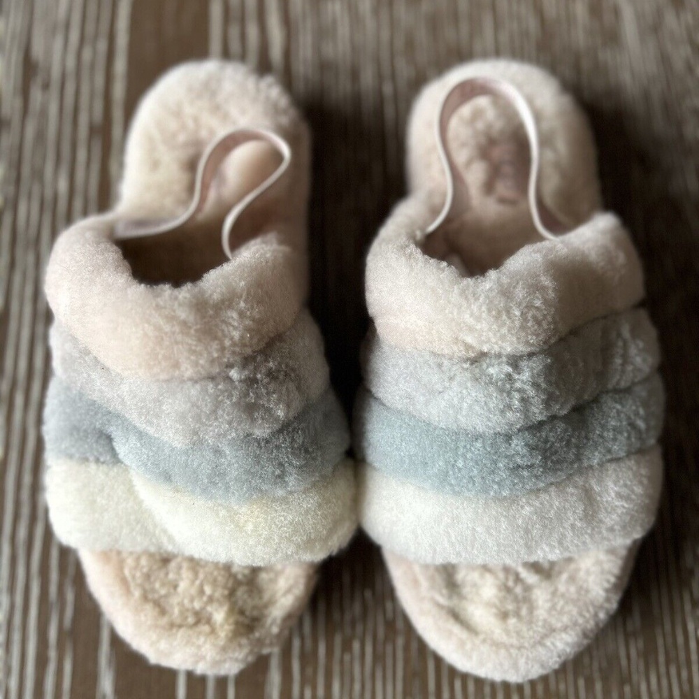 Fluff Yeah UGG Slide Women's Sheepskin Slipper Sandal MultiColor Sz5 - Picture 2 of 4